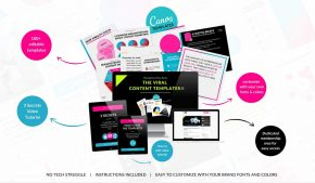 viral content bundle (Canva) + OTO "IG Story Boosters" and "Viral Hashtags Mastery"